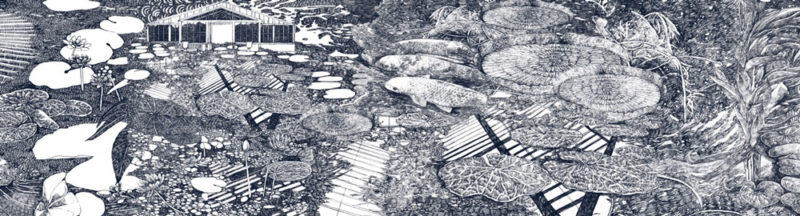 Lucille Clerc Panorama Kew Lily Pond Print Club London Screen Print