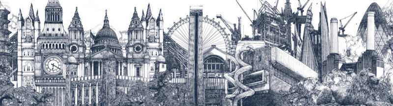 Lucille Clerc Panorama London Landmarks Print Club London Screen Print