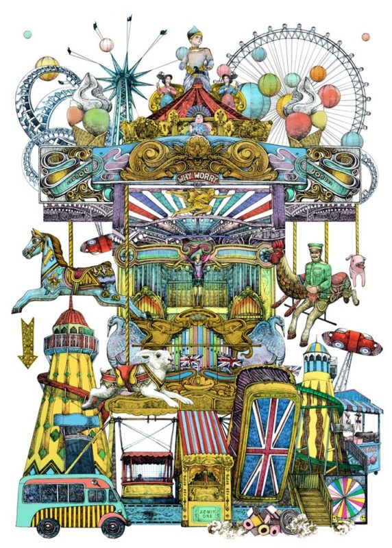 Lucille Clerc Victorian Funfair Print Club London Screen Print