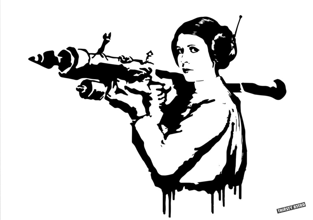 Print_Princess_Leia_Bazooka_Rocket_Mona_Lisa_Banksy_Thirsty_Bstrd_Urban_Art_Star_Wars_Print_1 e1490954787476