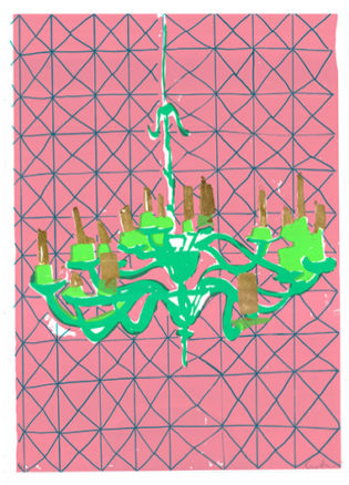 Green Chandelier Rose Electra Harris Print Club London Screen Print