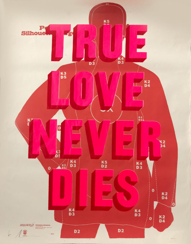 True Love Never Dies Pink And Red Dave Buonaguidi Print Club London Screen Print