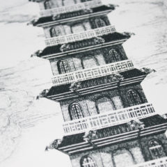 The Great Pagoda KEw Gardens Lucille Clerc Print Club London Screen Print