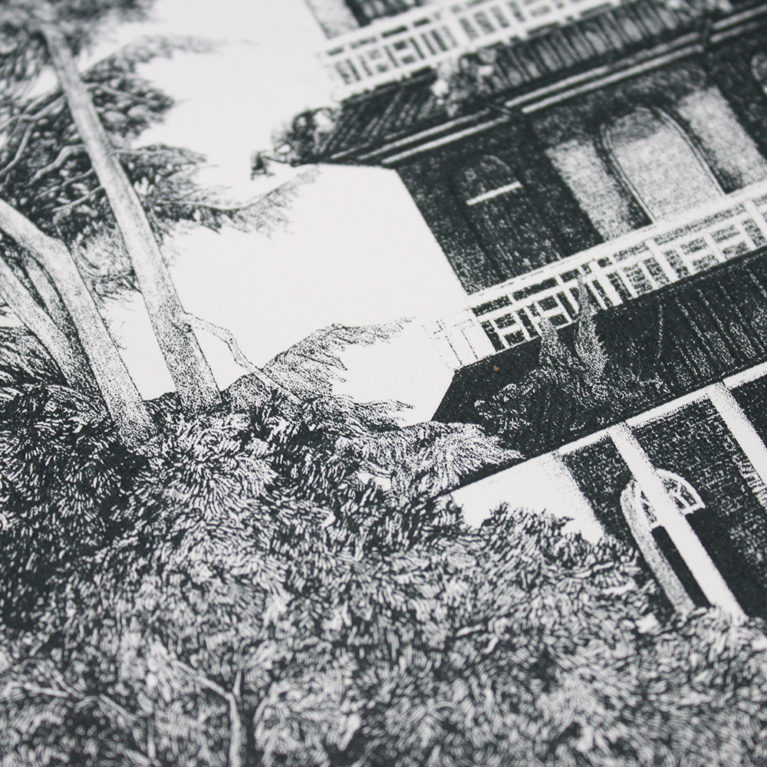 The Great Pagoda KEw Gardens Lucille Clerc Print Club London Screen Print