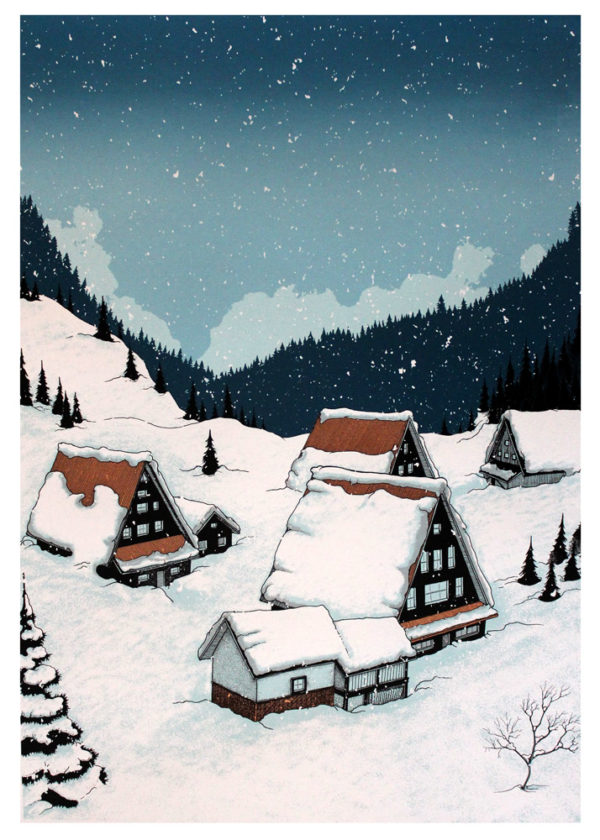 Snowy Houses Louis Craig Carpenter Print Club London Screen Print