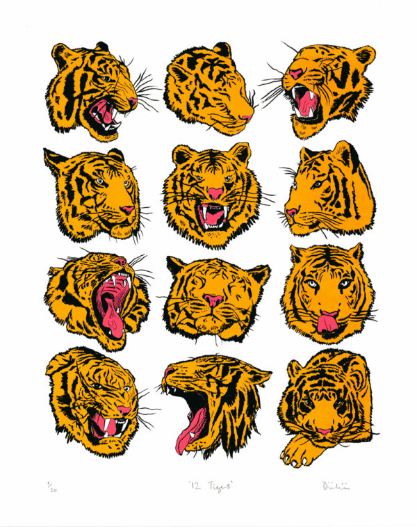12 Tigers Diikii Print Club London Screen Print