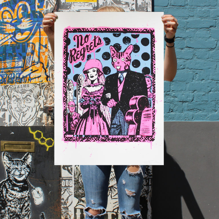 No Regrets Ben Rider Print Club London Screen Print