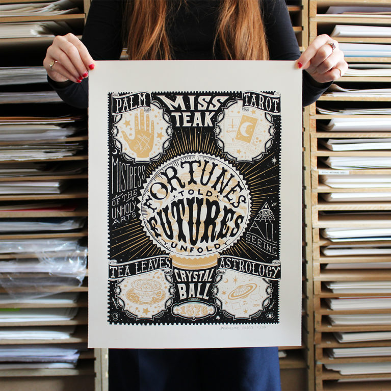Fortunes Told, Futures Unfold Jacqueline Colley Print Club London Screen Print