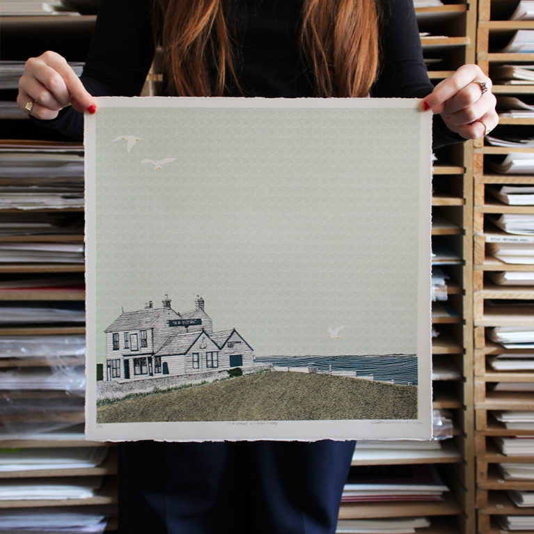 whitstable Old Harbour Print Club London Clare Halifax Screen Print