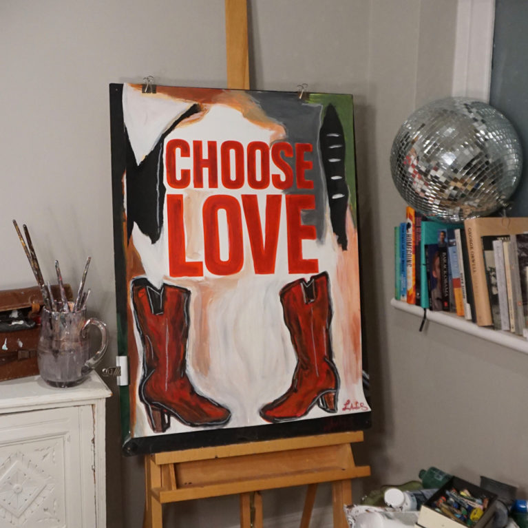 Layla Andrews Cowboy Boots Print Club London Help Refugees