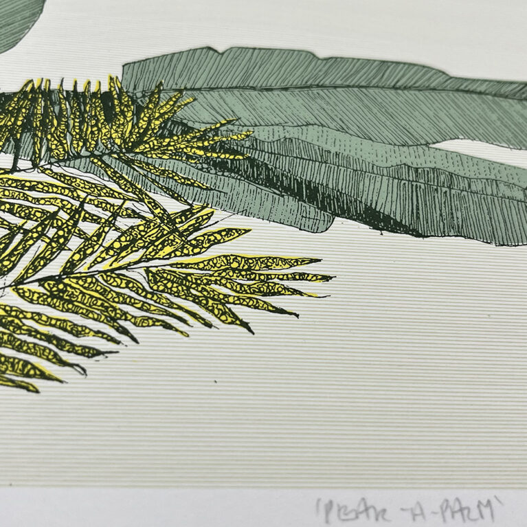 clare Halifax Pear and palm Screen print 01