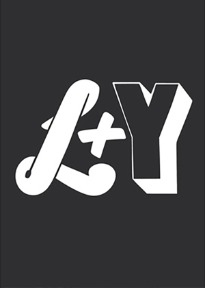 A black background with bold white letters "L + Y" in contrasting typefaces; "L" is rounded and cursive, "Y" is blocky and angular.