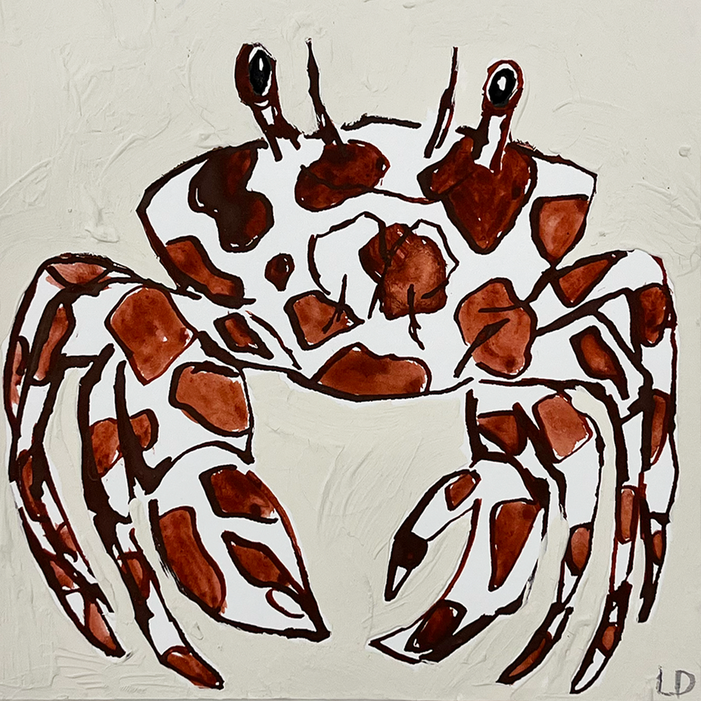 Spot Crab - Original Artwork features a stylized illustration of a spot crab with brown and white patches, showcased on a plain light background.
