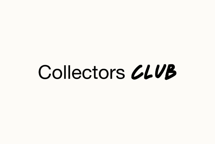 The words "Collectors CLUB" are displayed—"Collectors" in a regular font, and "CLUB" in bold, italicized type—on a plain white background, inspired by the minimalist style of Print Club London.