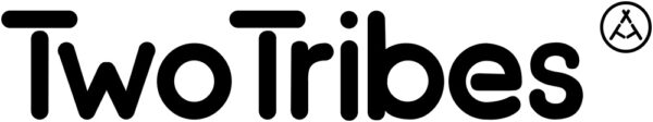 The words "Two Tribes" in bold, rounded black font with a small circular teepee logo in the top right corner.