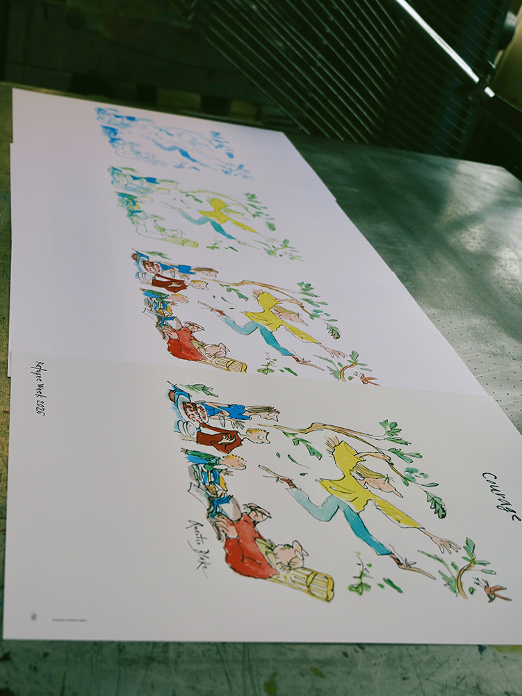 Quentin Blake making charity art
