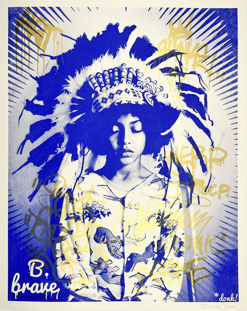 DonkBe brave blue graffiti screen print05
