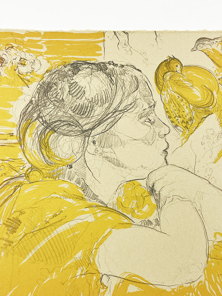 Georgia Green a girl and her birds stone lithography04