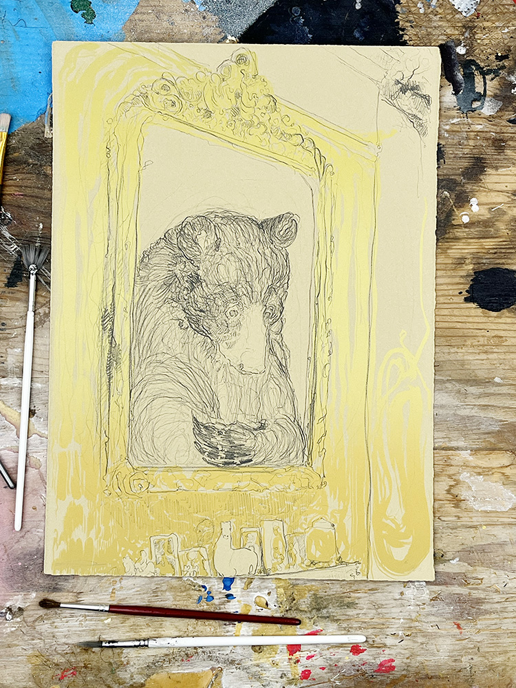 Georgia Green mirror bear stone lithography04
