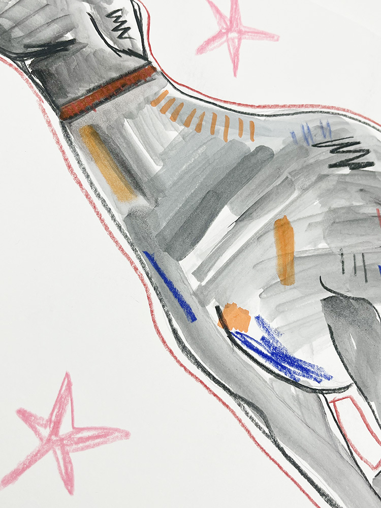 Caitlin Flood-Molyneux Sprint greyhound Original Drawing and Watercolour 03