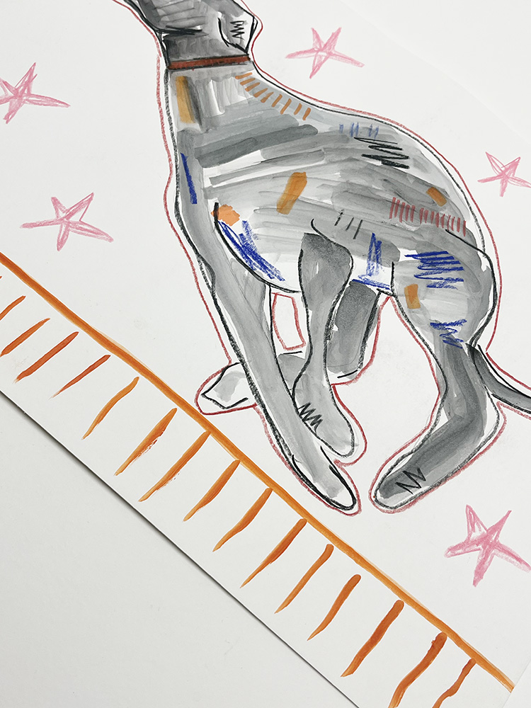 Caitlin Flood-Molyneux Sprint greyhound Original Drawing and Watercolour 04