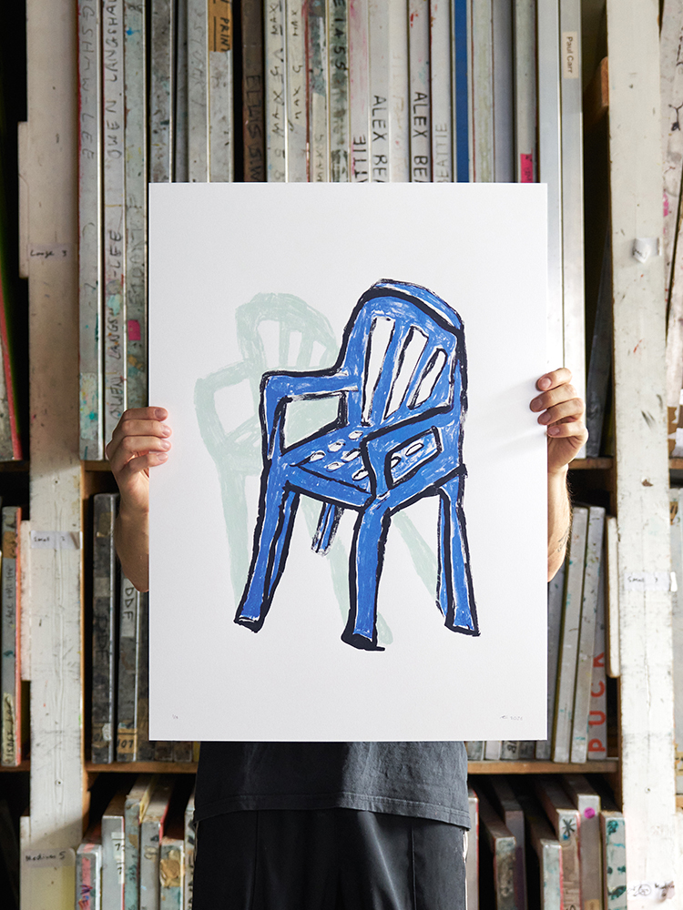 Alex Evens the blue chair screen print 02