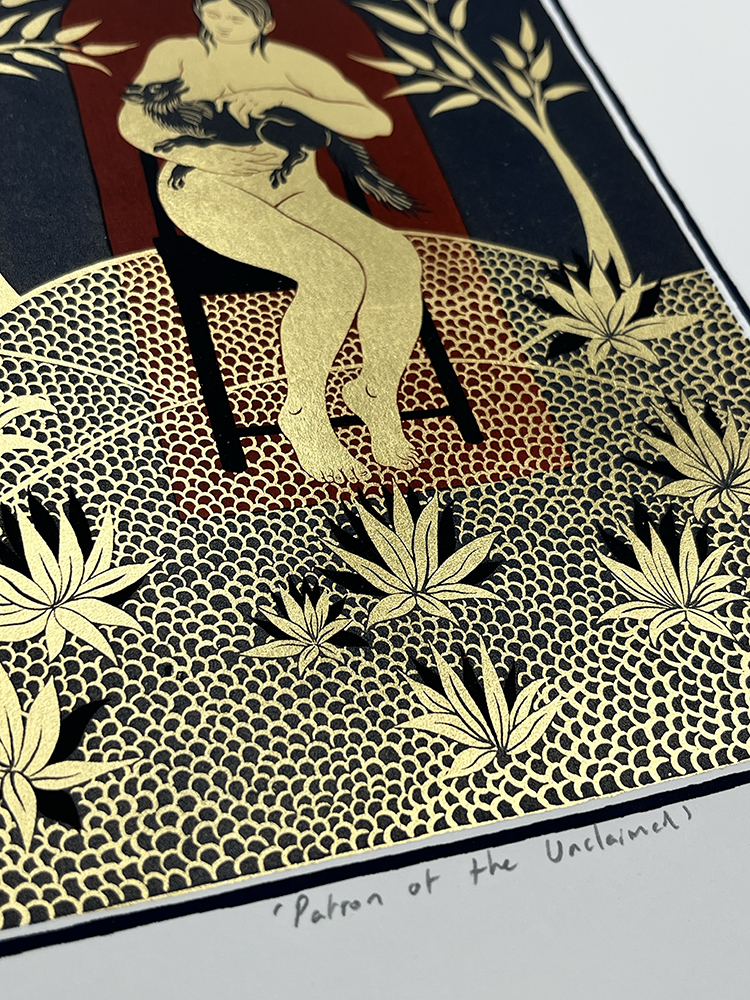 Ruth Blanke gold Screen print on metal leaf07