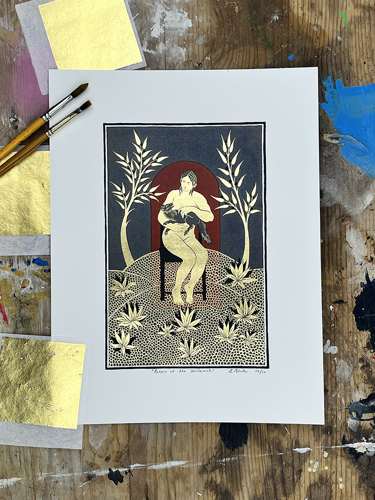 Ruth Blanke gold Screen print on metal leaf18