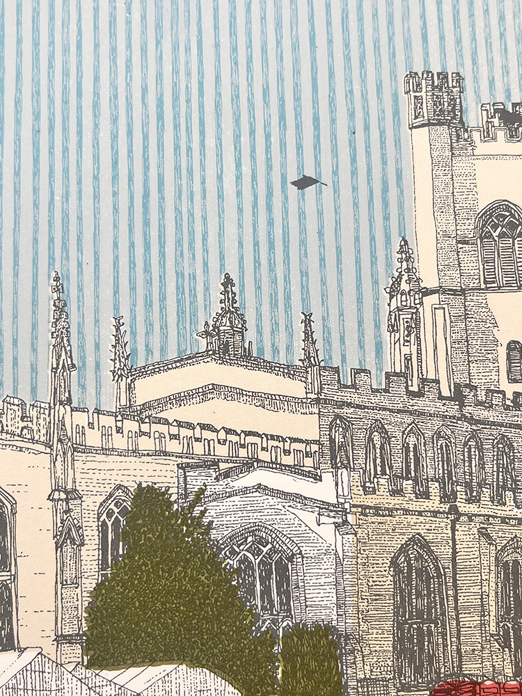 clare Halifax Market at St Marys , Cambridge Screen print 02