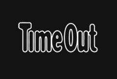 The words “Time Out” appear in bold, white outlined letters on a black background.