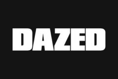 White, bold, uppercase letters spelling “DAZED” are centred on a solid black background.