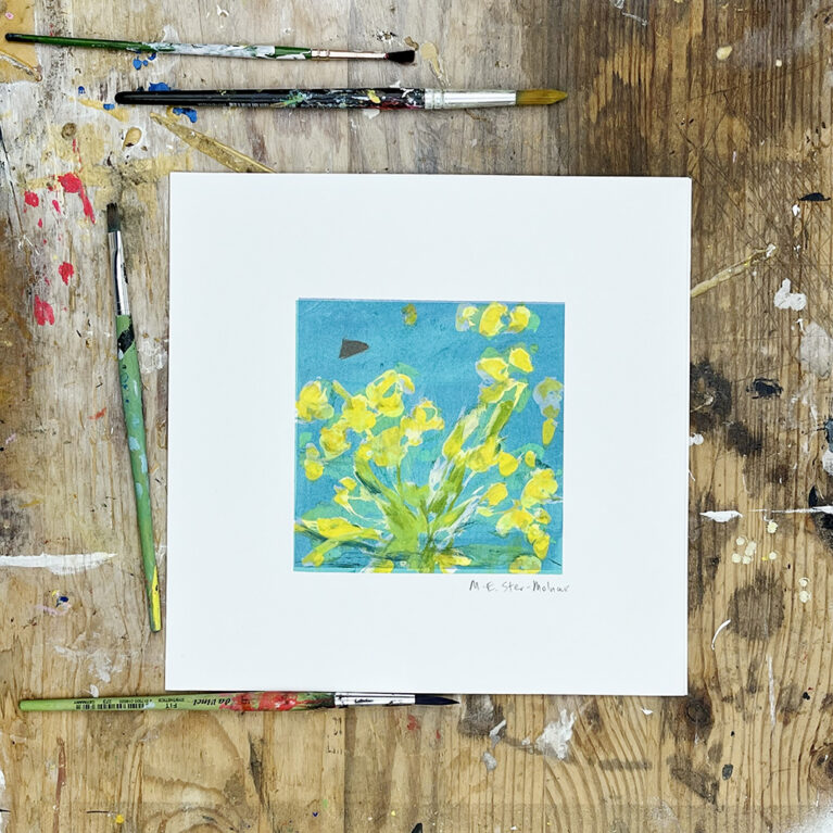 M.E. Ster-Molnar Mini Bloom flowers original monoprint s 01