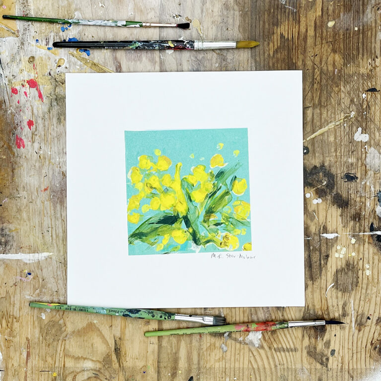 M.E. Ster-Molnar Mini Bloom flowers original monoprint s 02