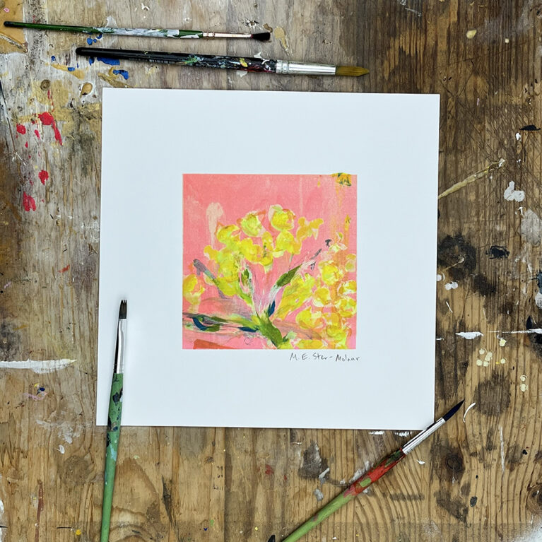 M.E. Ster-Molnar Mini Bloom flowers original monoprint s 03