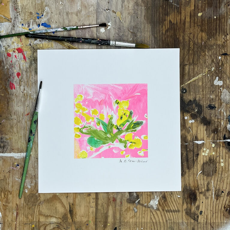 M.E. Ster-Molnar Mini Bloom flowers original monoprint s 05