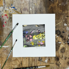M.E. Ster-Molnar Mini Bloom flowers original monoprint s 09