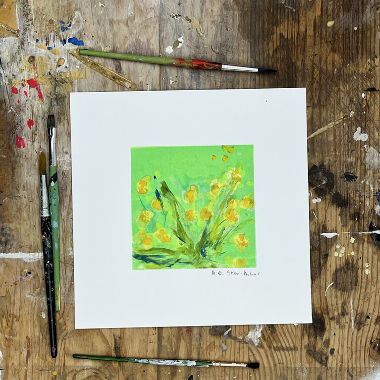 M.E. Ster-Molnar Mini Bloom flowers original monoprint s 12
