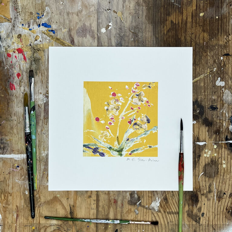 M.E. Ster-Molnar Mini Bloom flowers original monoprint s 13