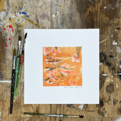 M.E. Ster-Molnar Mini Bloom flowers original monoprint s 14