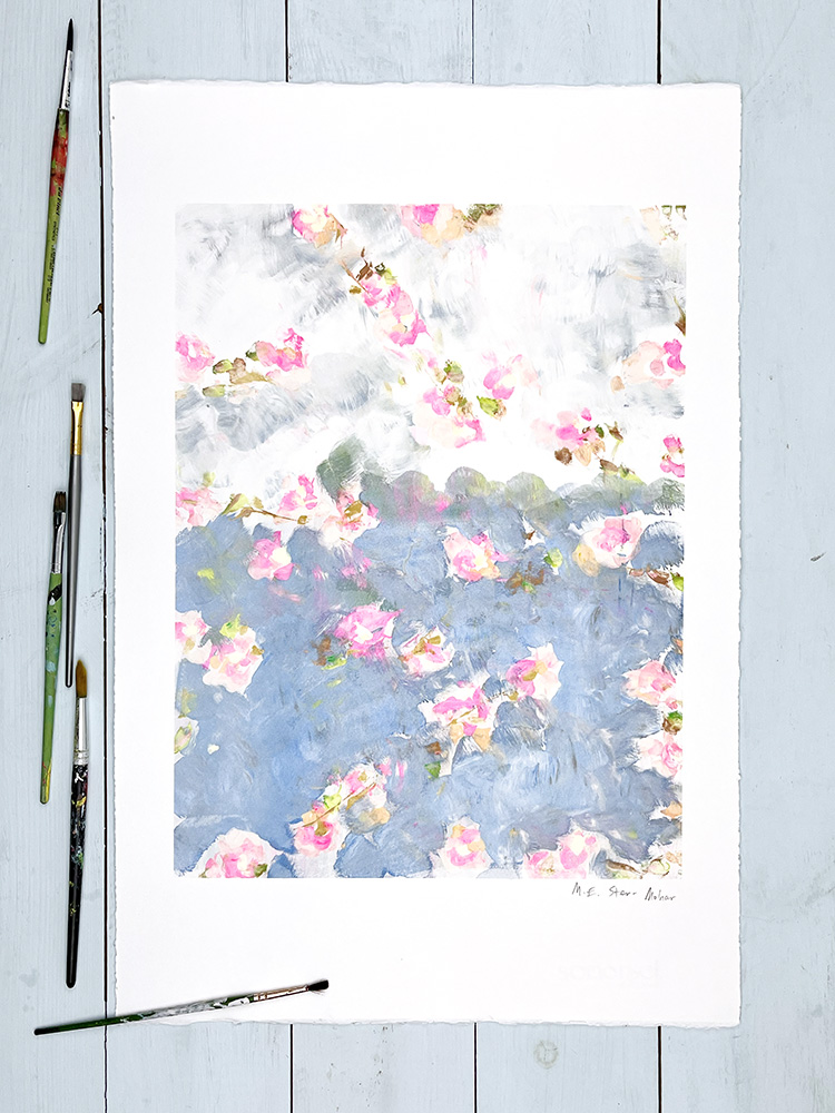 M.E. Ster-Molnar cherry blossom original monoprint 09